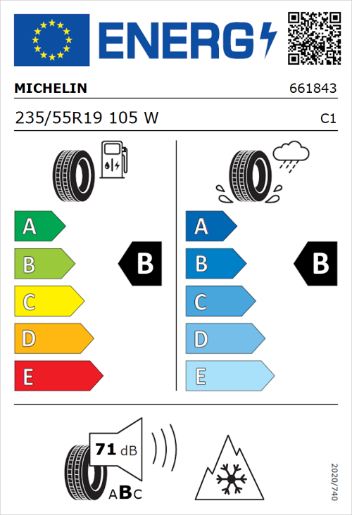 Tyre Label for Michelin CrossClimate 2 235/55R19 105W